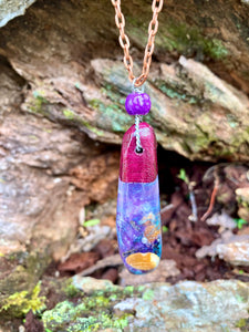 Ocean Terrarium Purple Wood Necklace